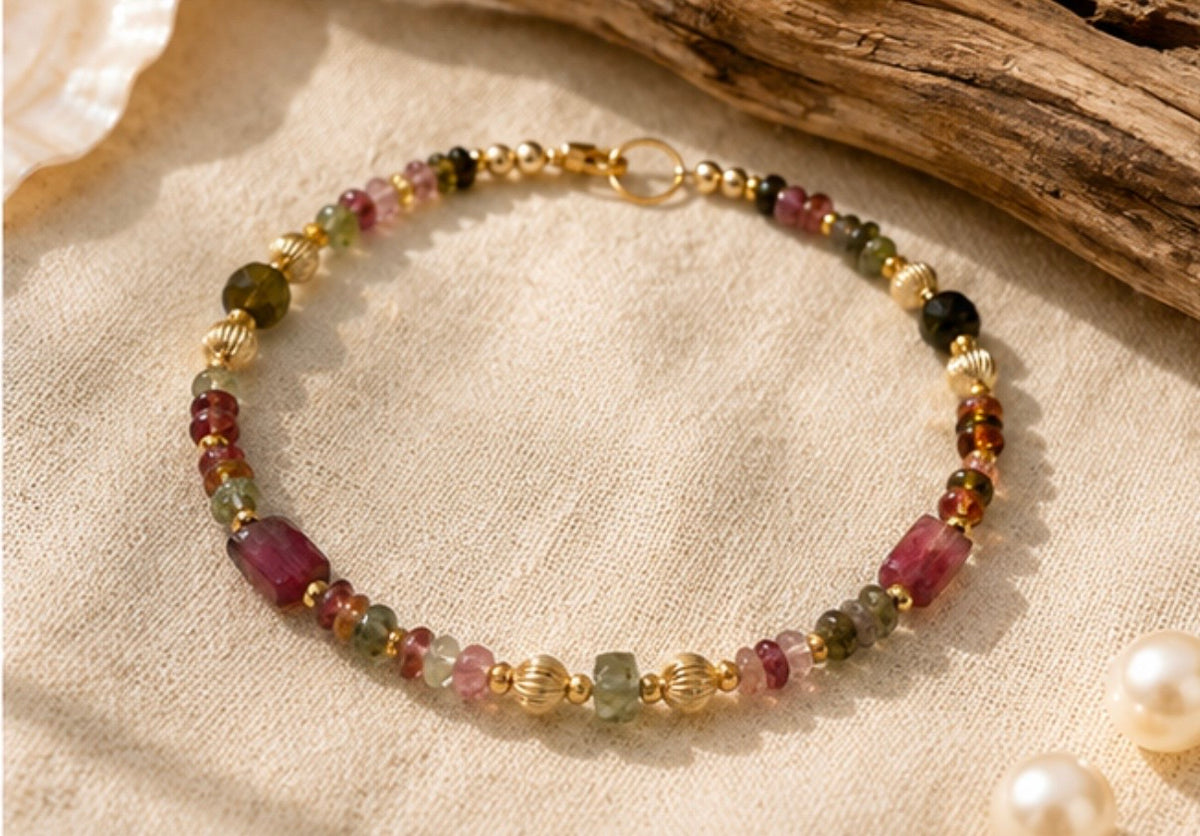 Tourmaline and Gold Fill Bracelet