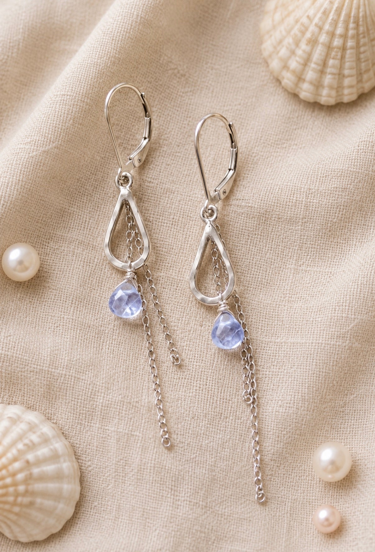 moonstone tear earrings