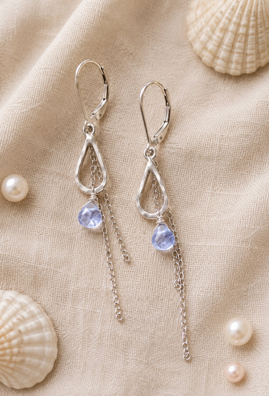 moonstone tear earrings