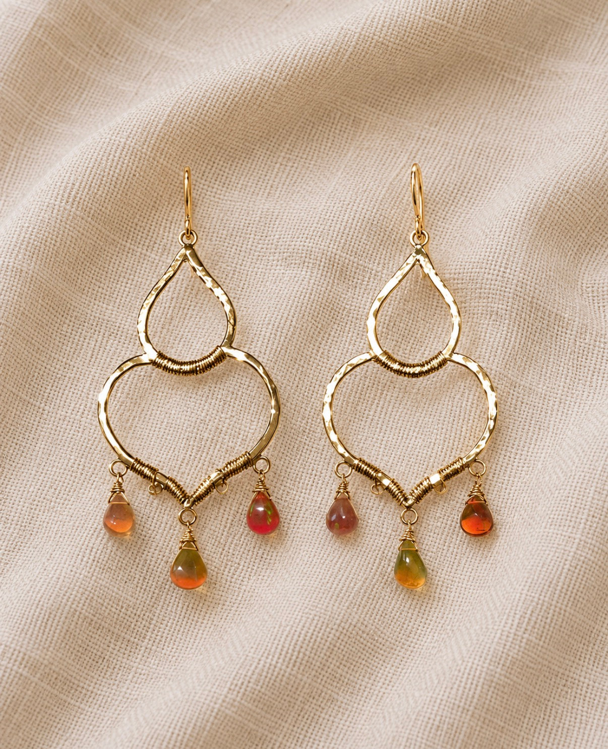 lotus chandeliers with opal drop earrings