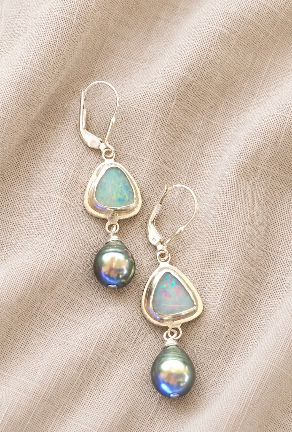 opal and Tahitian pearl earrings