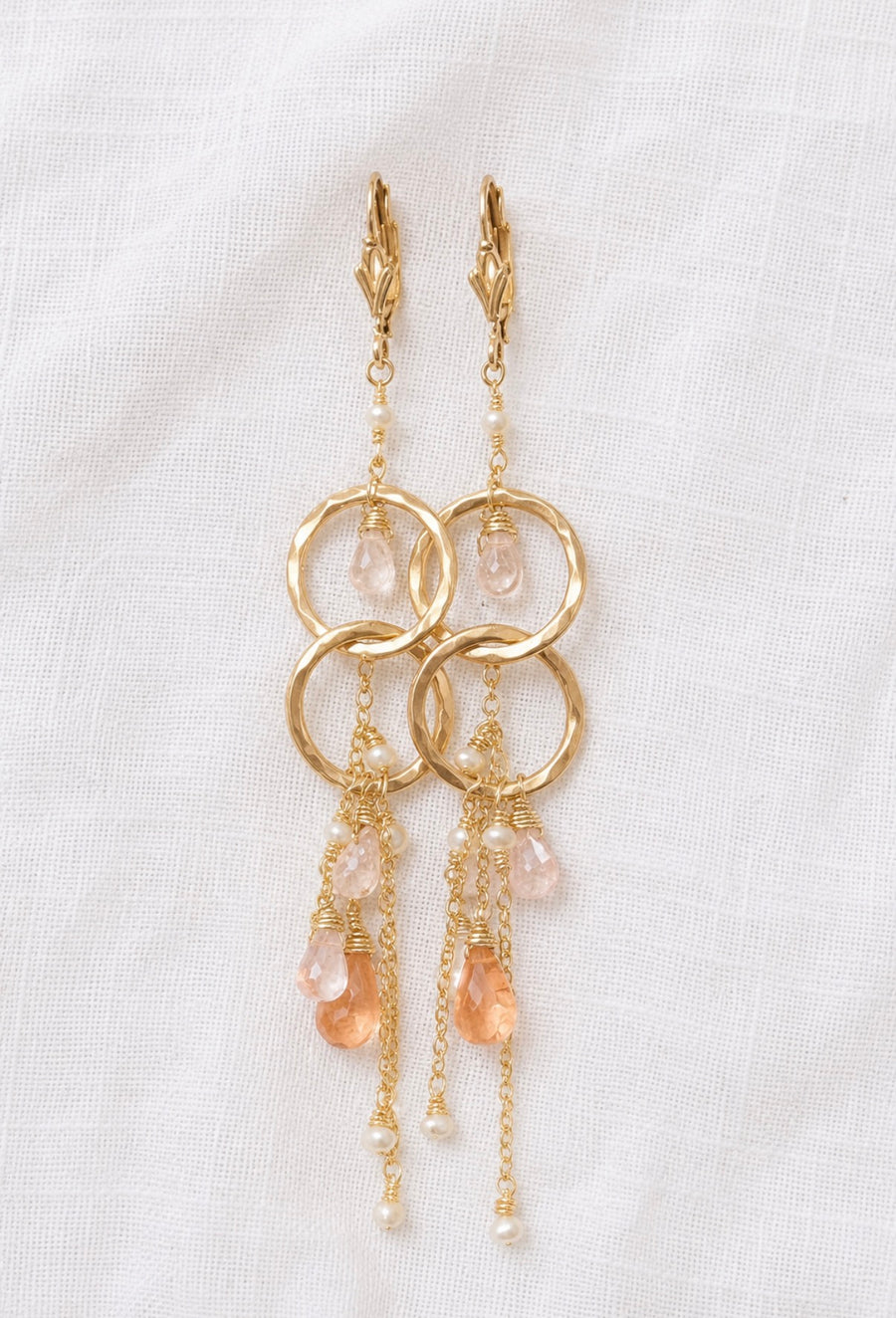 moonstone, citrine drop earrings