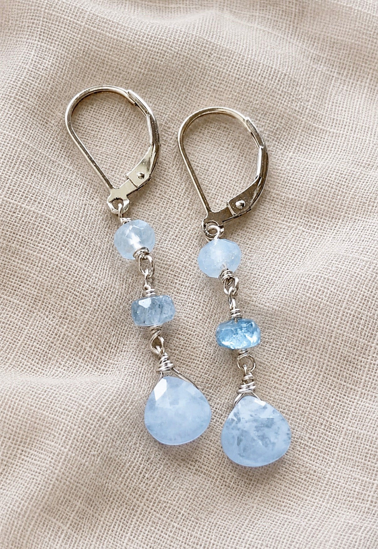 aquamarine and moonstone earrings