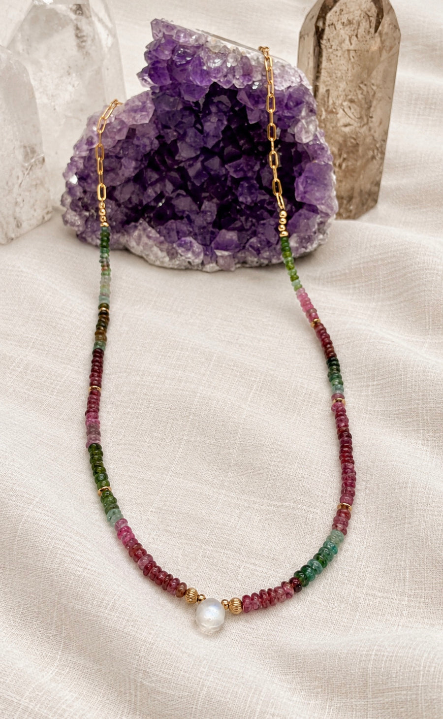 tourmaline with moonstone necklace