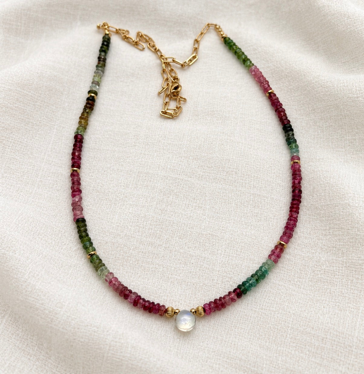 tourmaline with moonstone necklace