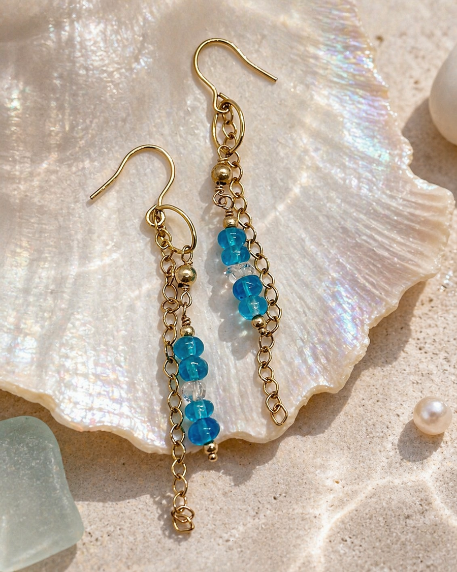 Apatite & Herkimer Bar Drops — shell