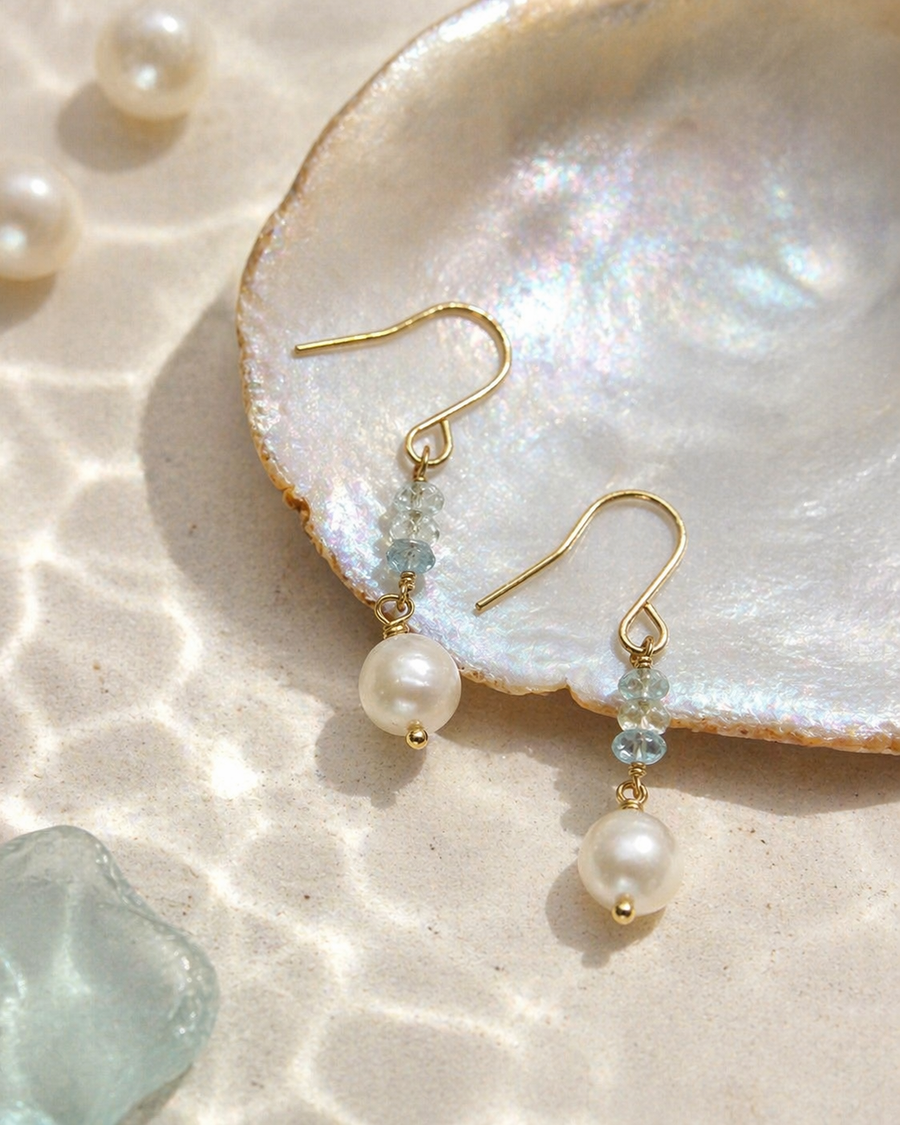Aquamarine & Pearl Drops