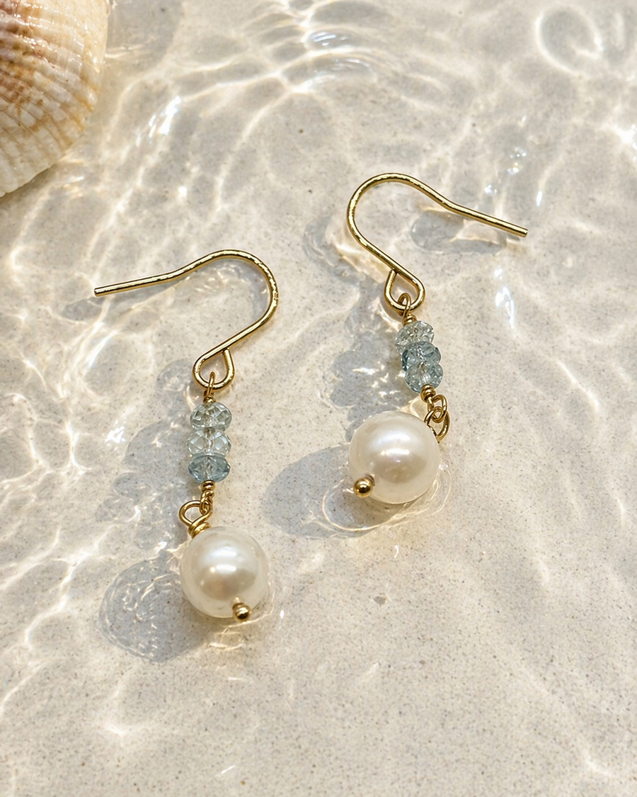 Aquamarine & Pearl Drops