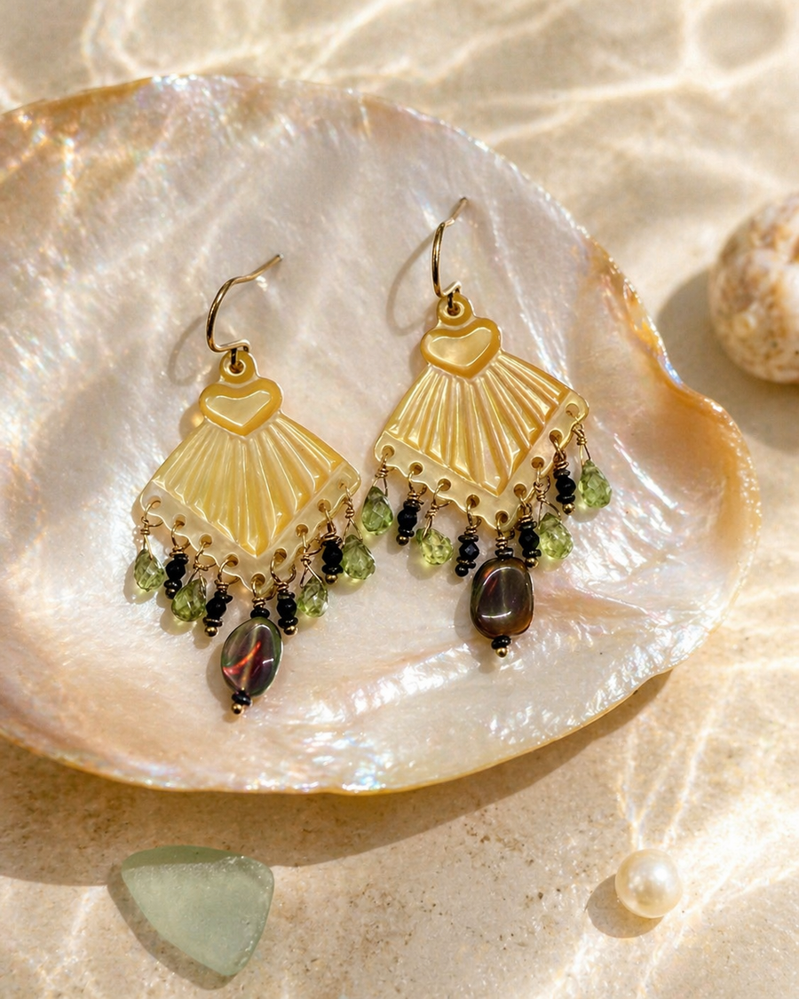 Black Opal, Sapphire & Mother of Pearl Drops — shell