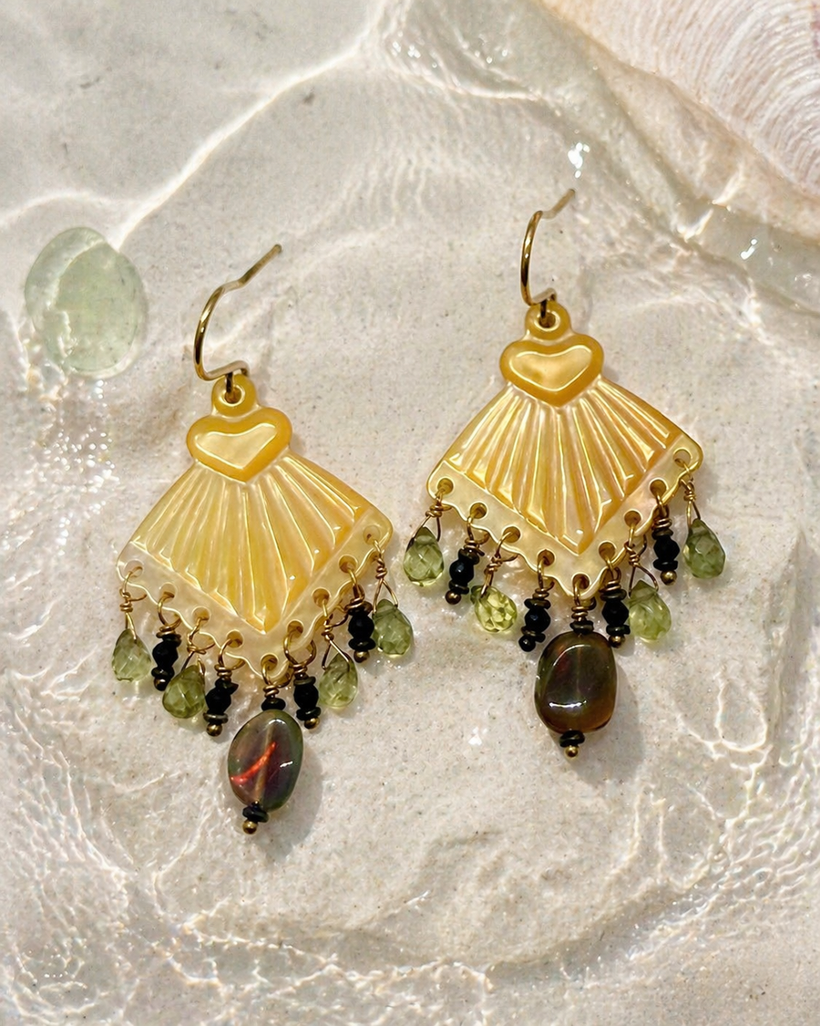 Black Opal, Sapphire & Mother of Pearl Drops