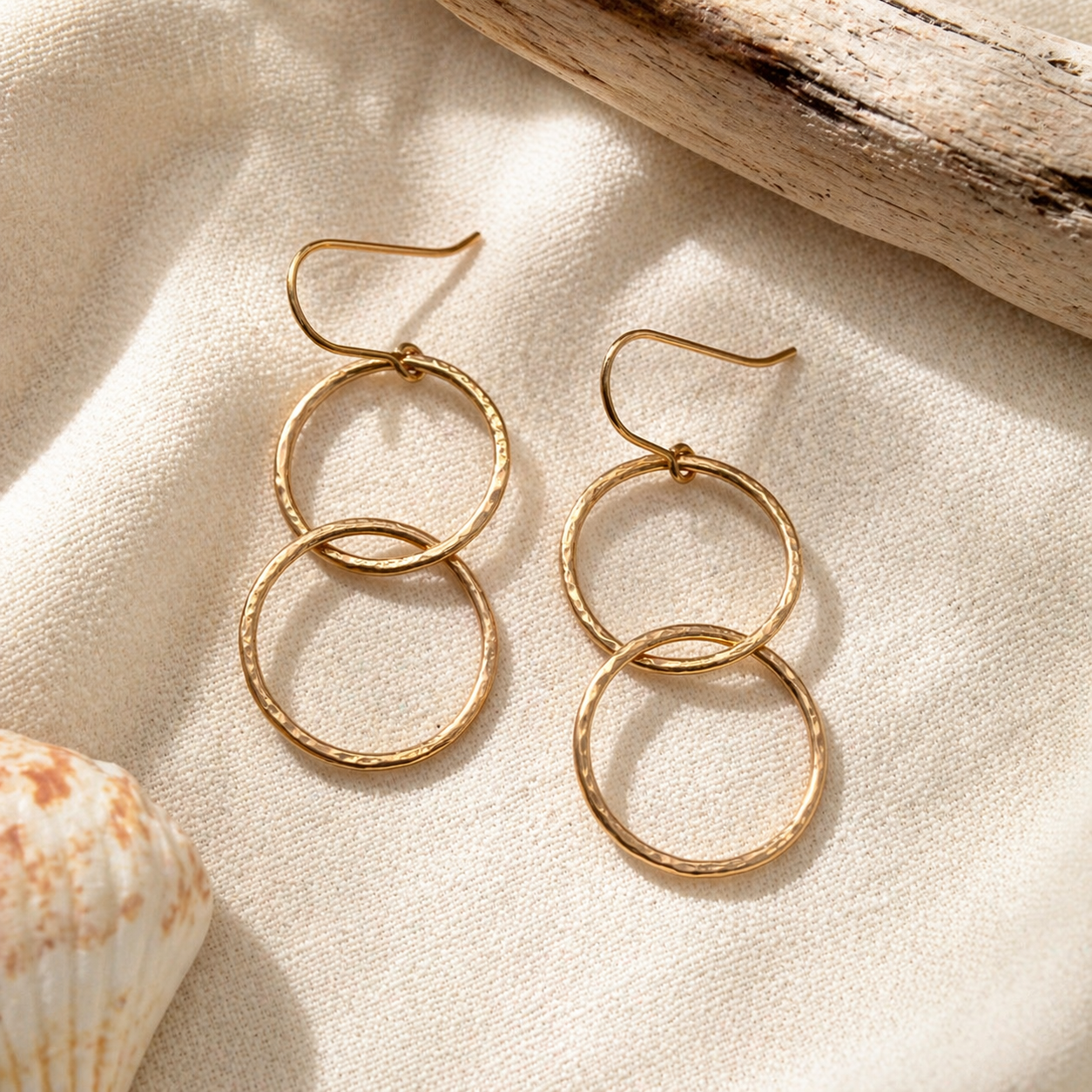 14k Double Hoops