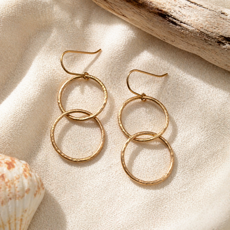 14k Double Hoops
