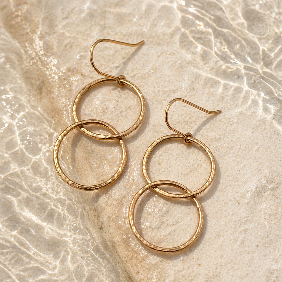 14k Double Hoops