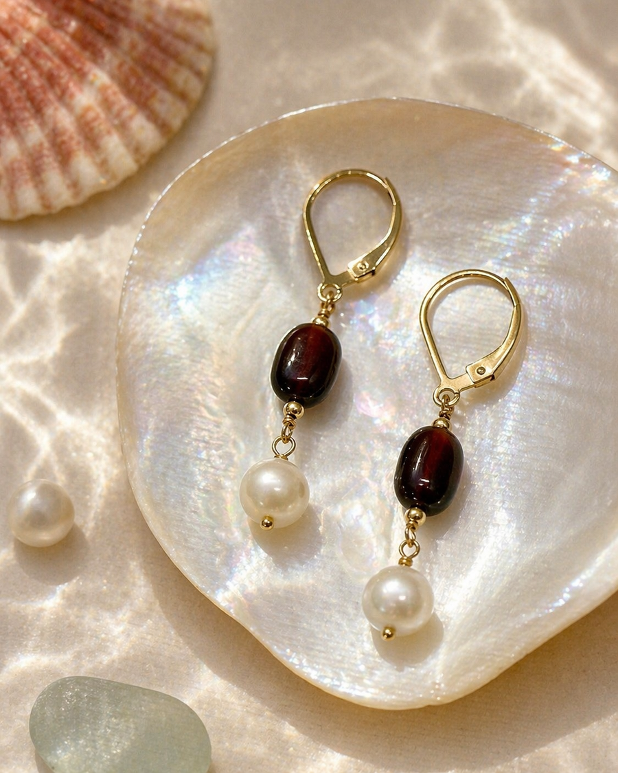Garnet & Pearl Drops