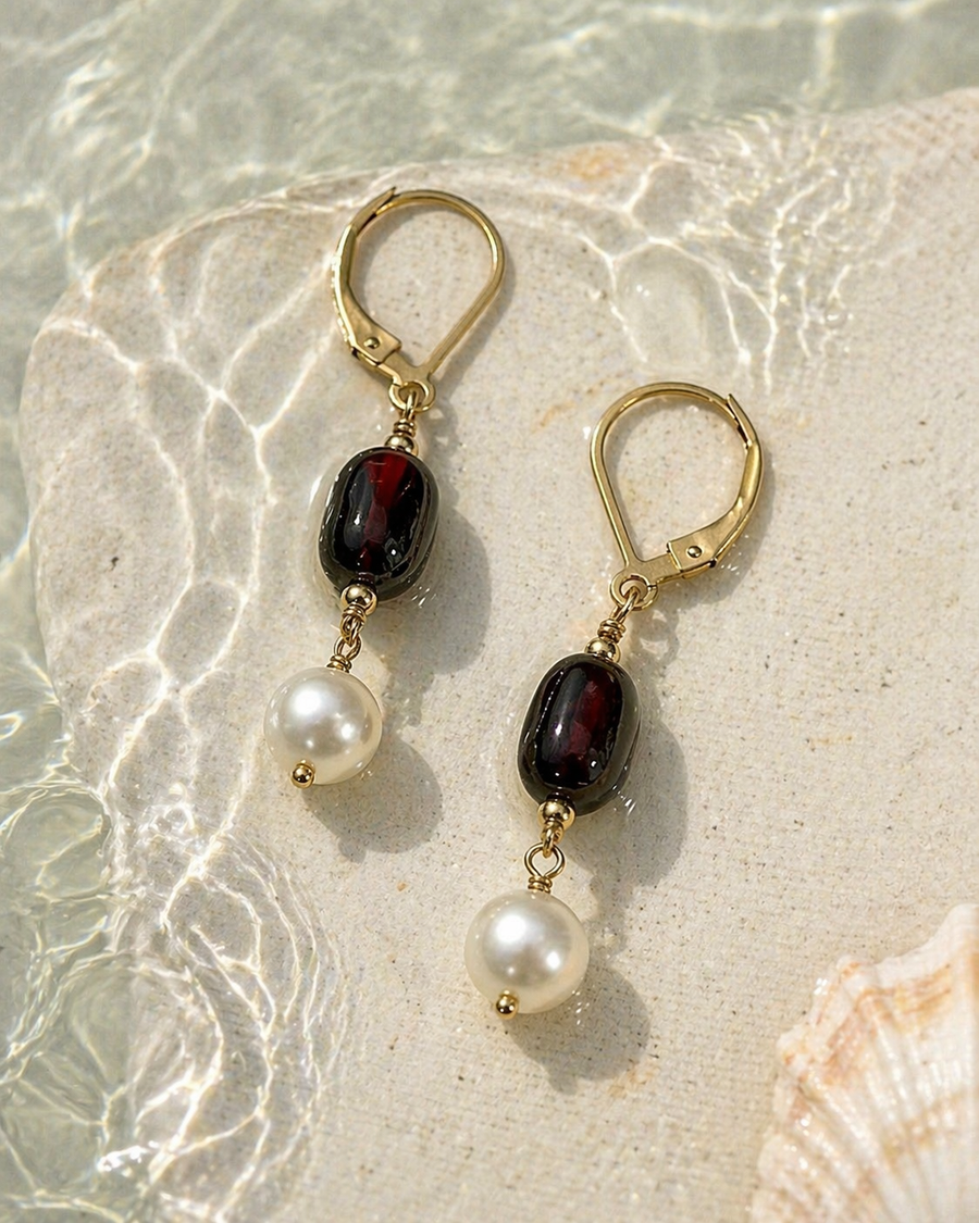 Garnet & Pearl Drops