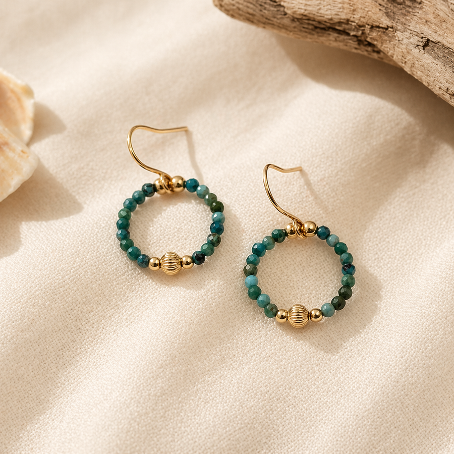 Turquoise & Gold Hoops