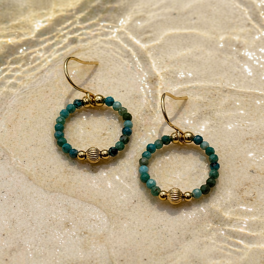 Turquoise & Gold Hoops