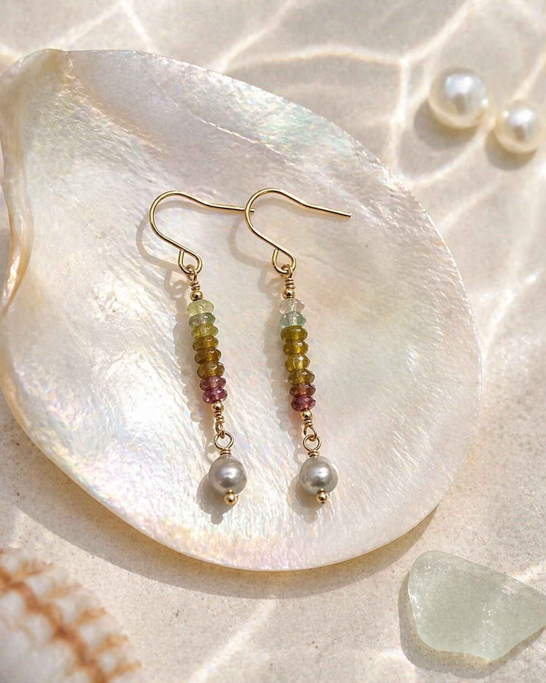 Opal, Aquamarine & Pearl Drops — shell