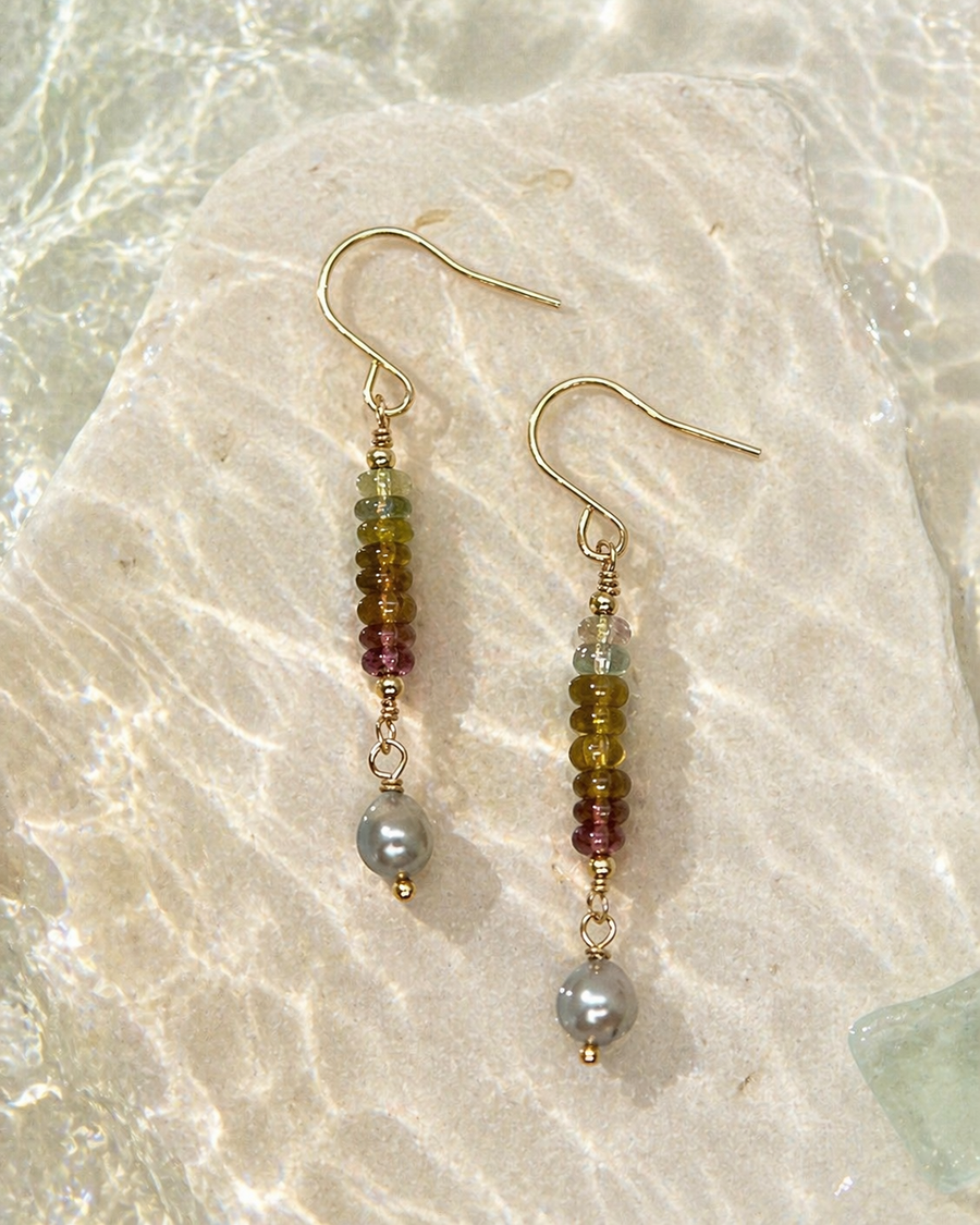 Rainbow Tourmaline & Akoya Pearl Drops