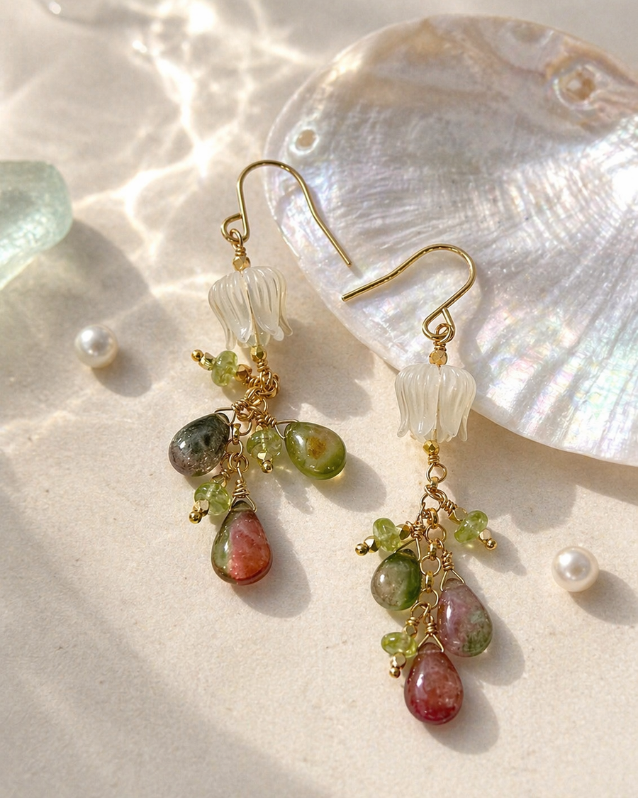 Pikake, Tourmaline & Peridot Drops