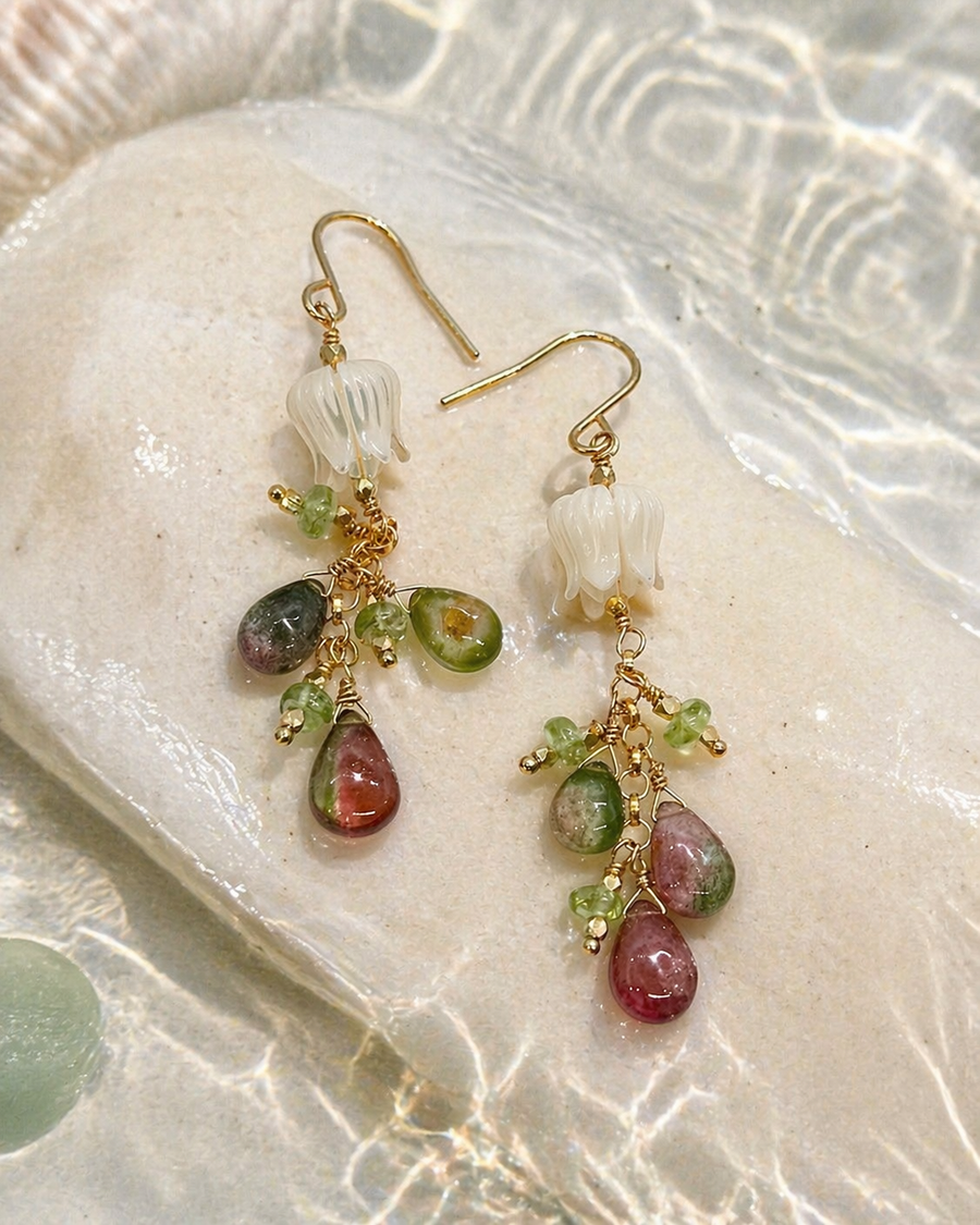 Pikake, Tourmaline & Peridot Drops