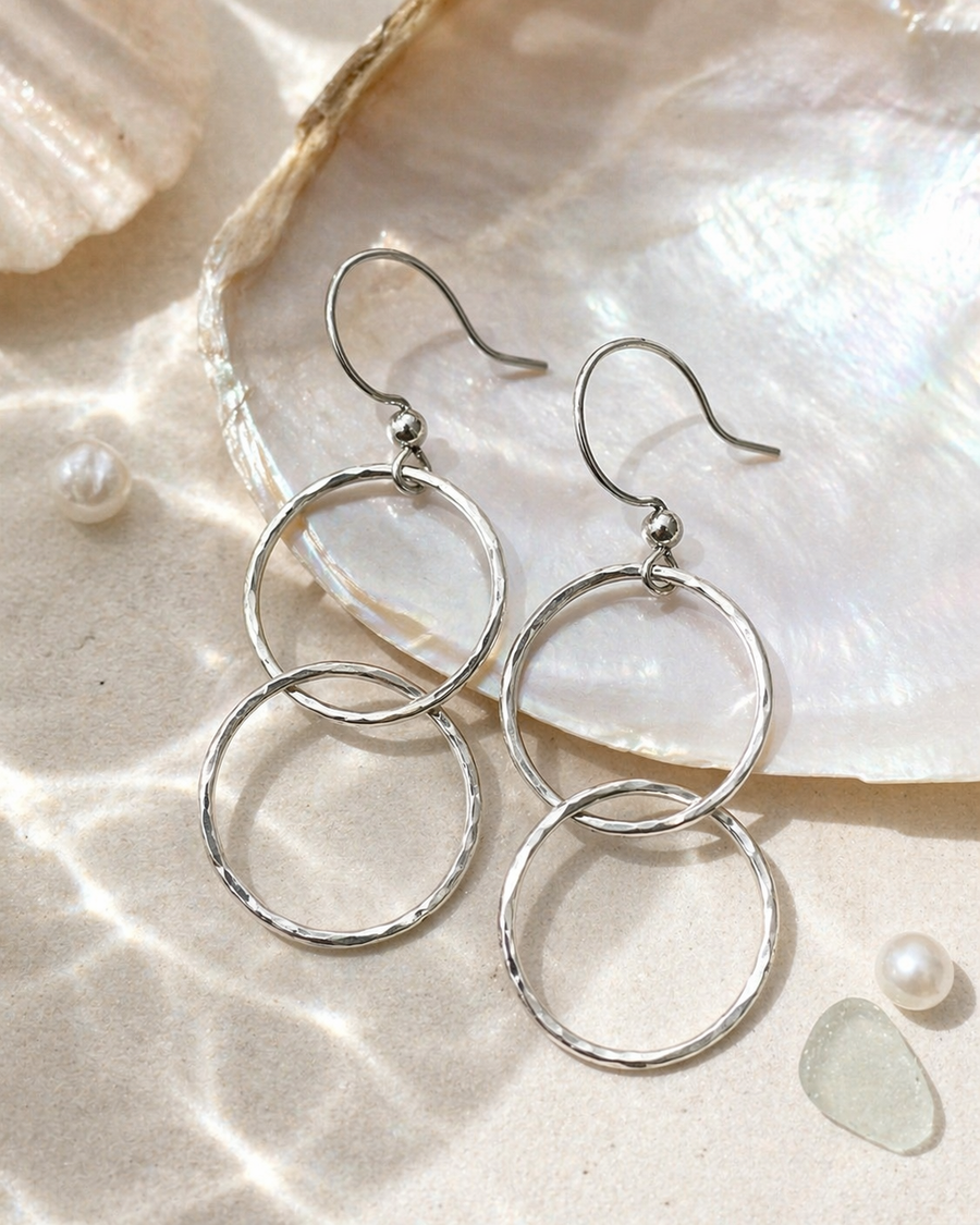 Sterling Double Hoops — shell
