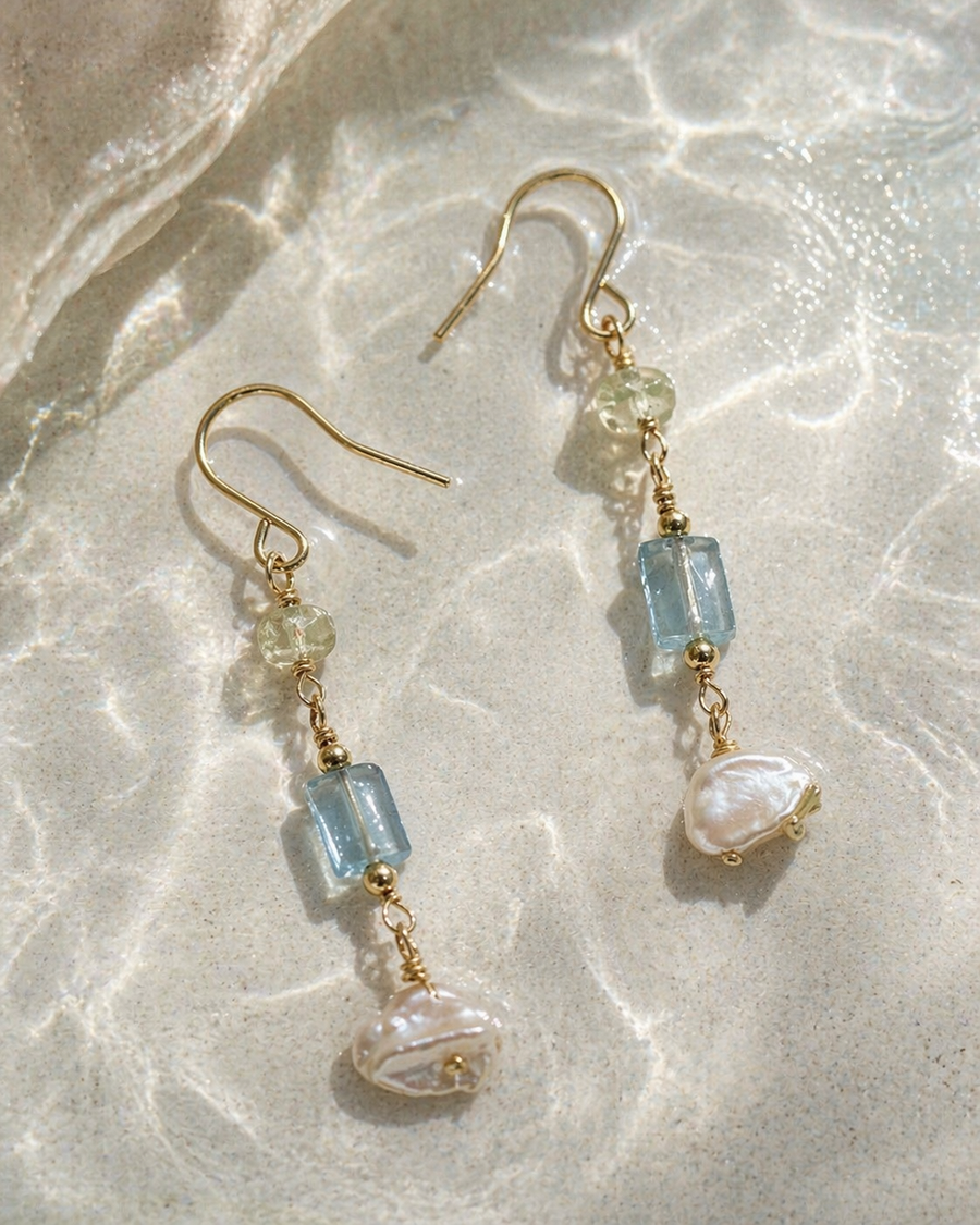 Tourmaline & Freshwater Pearl Drops