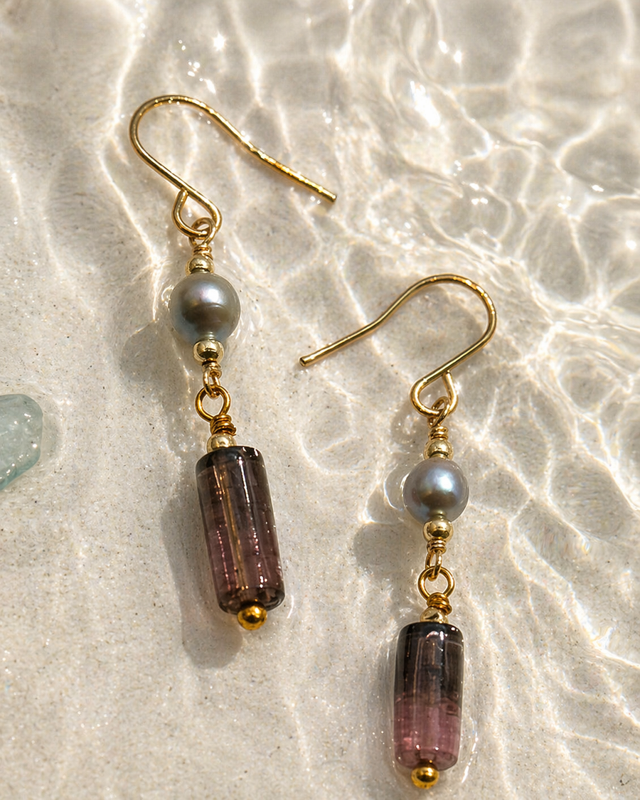 Tourmaline Tube & Pearl Drops